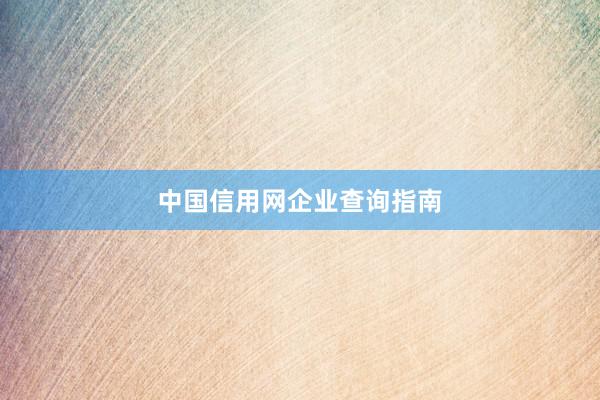 中国信用网企业查询指南